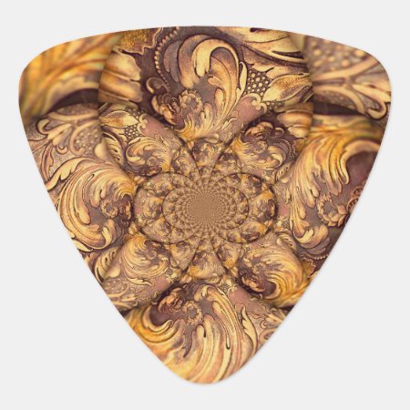 Carved Wood Optical Illusion Brown Honey Neutral Guitar Pick