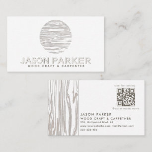 Carved wood  professional carpenter Qr code  Business Card