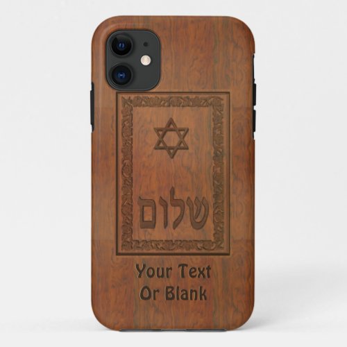 Carved Wood Shalom iPhone 11 Case