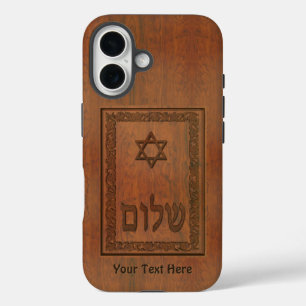 Carved Wood Shalom iPhone 16 Case