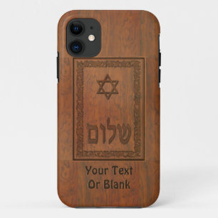 Carved Wood Shalom iPhone 11 Case
