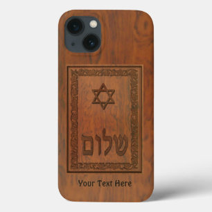Carved Wood Shalom iPhone 13 Case