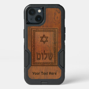 Carved Wood Shalom iPhone 13 Case