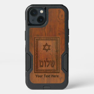 Carved Wood Shalom iPhone 13 Case