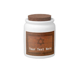 Carved Wood Star Of David Candy Jar