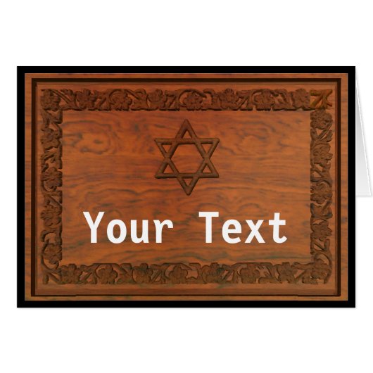Carved Wood Star Of David Cards (Front Horizontal)