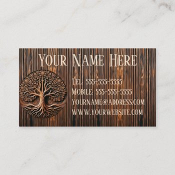 Carved Wood Tree Business Card by thetreeoflife at Zazzle