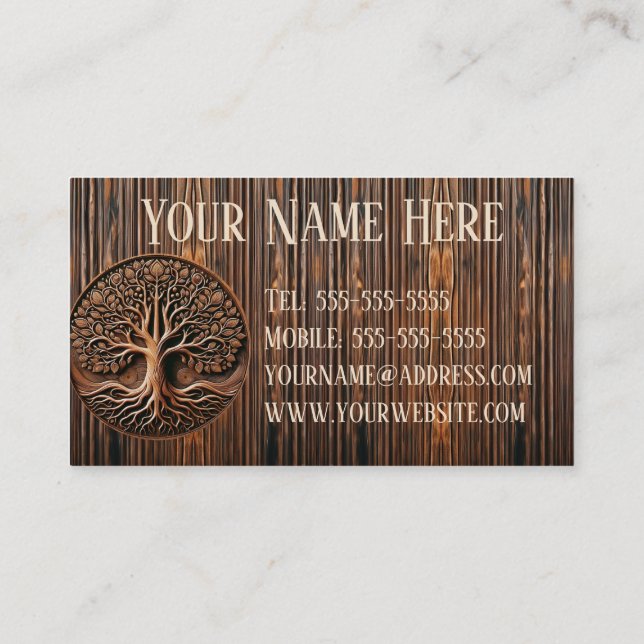 Carved Wood Tree Business Card (Back)