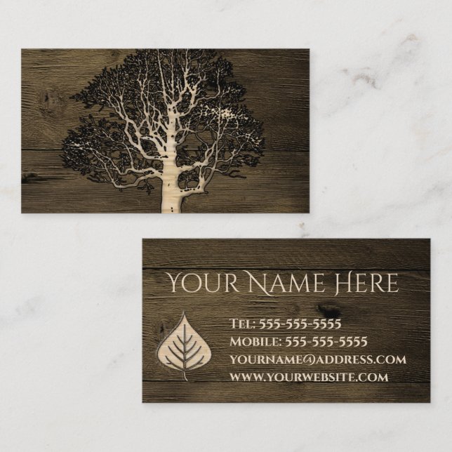 Carved Wood Tree Business Card (Front/Back)