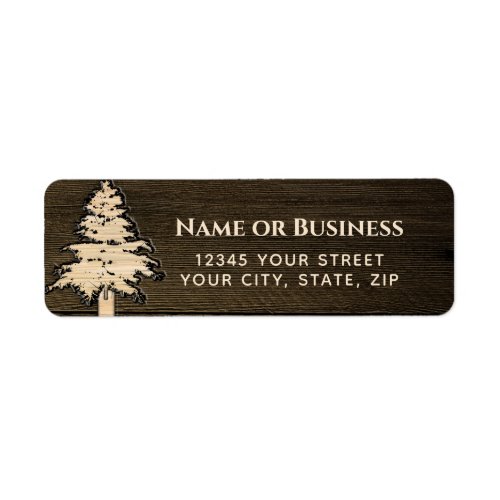 Carved Wood Tree Return Address Label