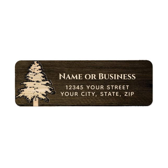 Carved Wood Tree Return Address Label (Front)