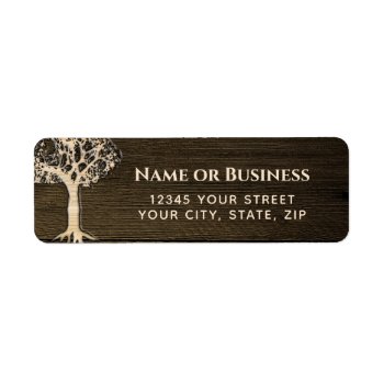 Carved Wood Tree Return Address Label by thetreeoflife at Zazzle