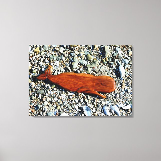 carved wood whale wrapped canvas print (Front)