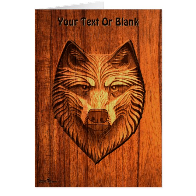 Carved Wood Wolf Cards (Front)