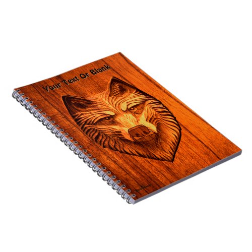 Carved Wood Wolf Notebook