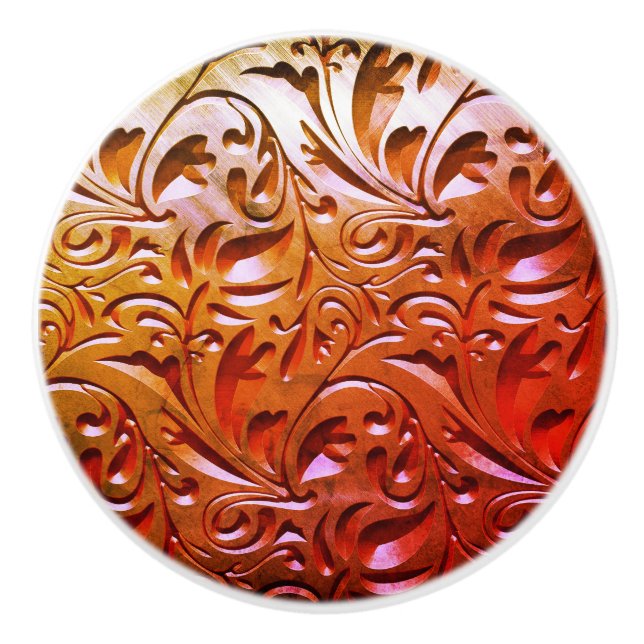 Carved wood woodgrain look elegant abstract brown  ceramic knob (Front)