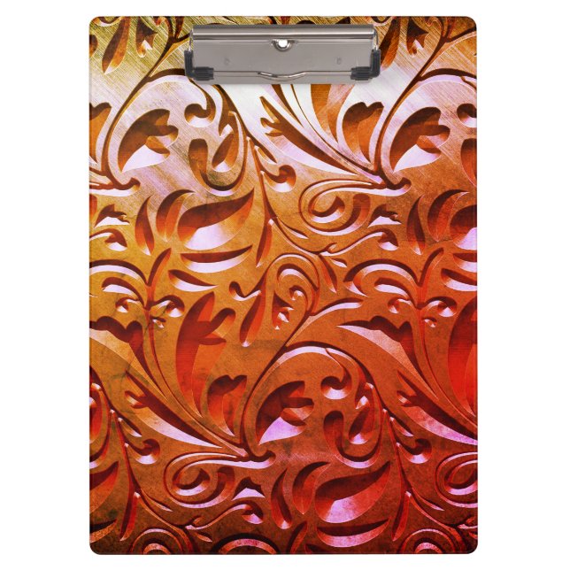 Carved wood woodgrain look elegant abstract brown  clipboard (Front)