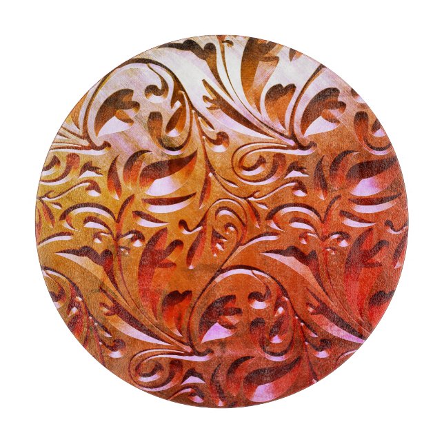 Carved wood woodgrain look elegant abstract brown  cutting board (Front)