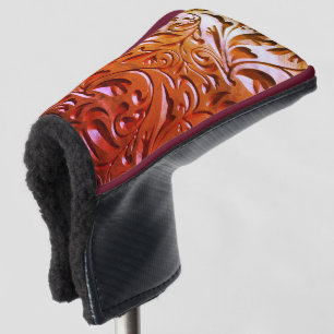 Carved wood woodgrain look elegant abstract brown golf head cover