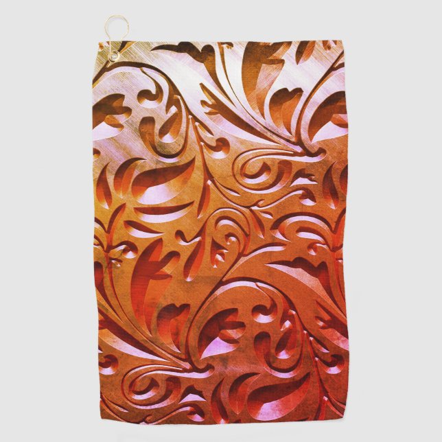 Carved wood woodgrain look elegant abstract brown  golf towel (Front)