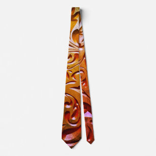 Carved wood woodgrain look elegant abstract brown  neck tie