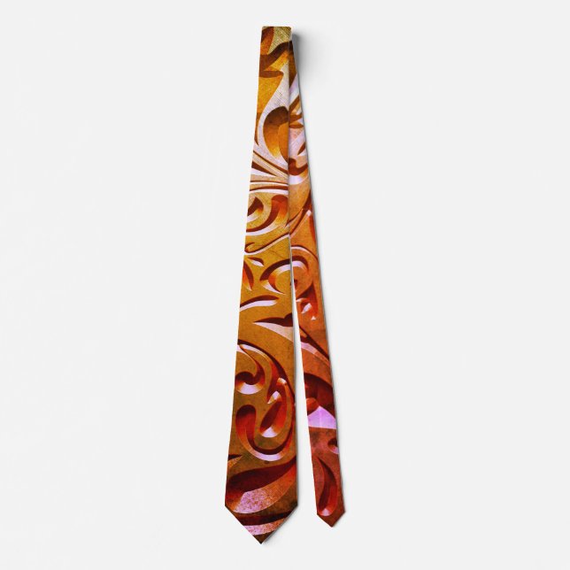 Carved wood woodgrain look elegant abstract brown  neck tie (Front)