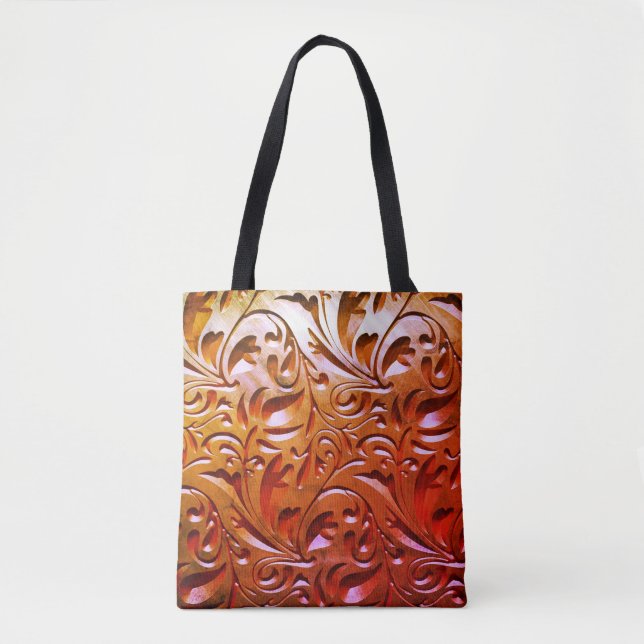 Carved wood woodgrain look elegant abstract brown  tote bag (Front)