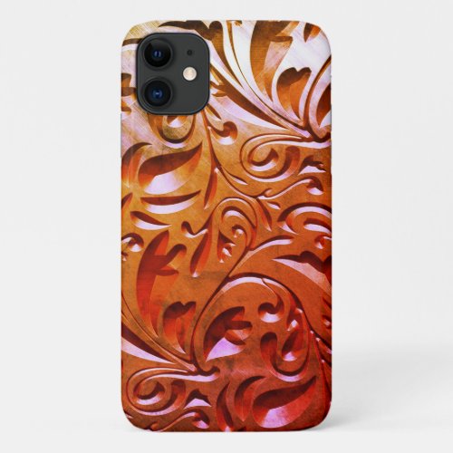 Carved wood woodgrain look elegant abstract iPhone 11 case