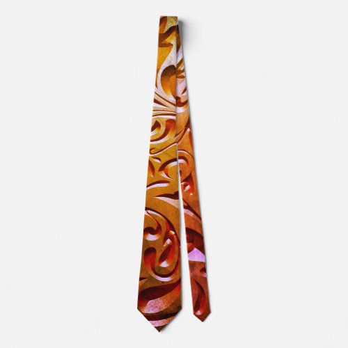 Carved wood woodgrain look elegant abstract neck tie