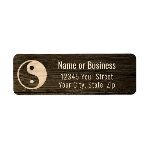 Carved Wood Yin Yang Return Address Label