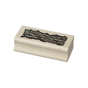 Carved Woodblock Waves Rubber Stamp
