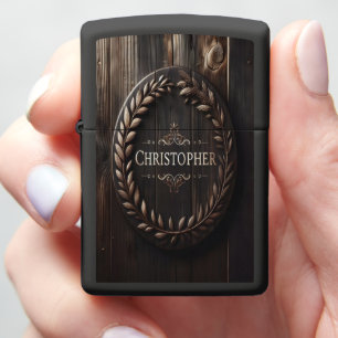 Carved Wooden Christopher Nameplate Zippo Lighter