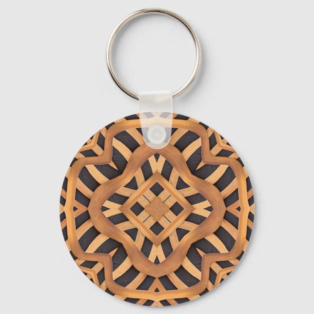 Carved Wooden Motif Keychain (Front)
