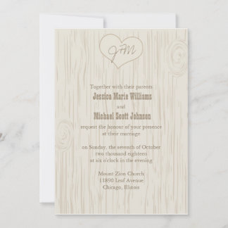 Carved Wooden Wedding Invitation