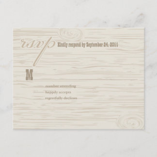 Carved Wooden Wedding RSVP Card