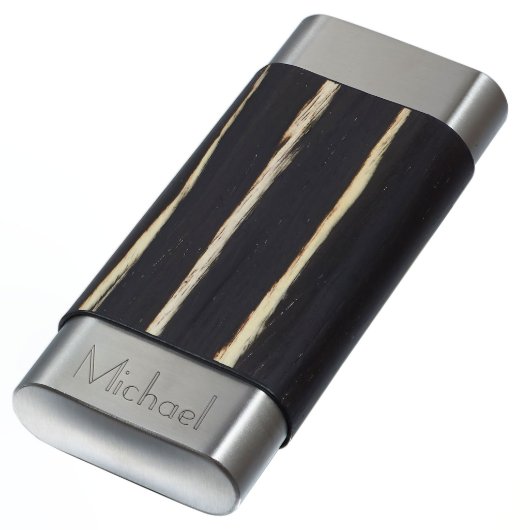 Carver Ashburl and Stainless Steel Cigar Case (Engraved)