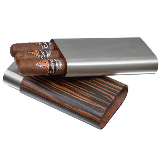 Carver Ebony and Stainless Steel Cigar Case (Open)