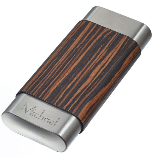 Carver Ebony and Stainless Steel Cigar Case (Engraved)