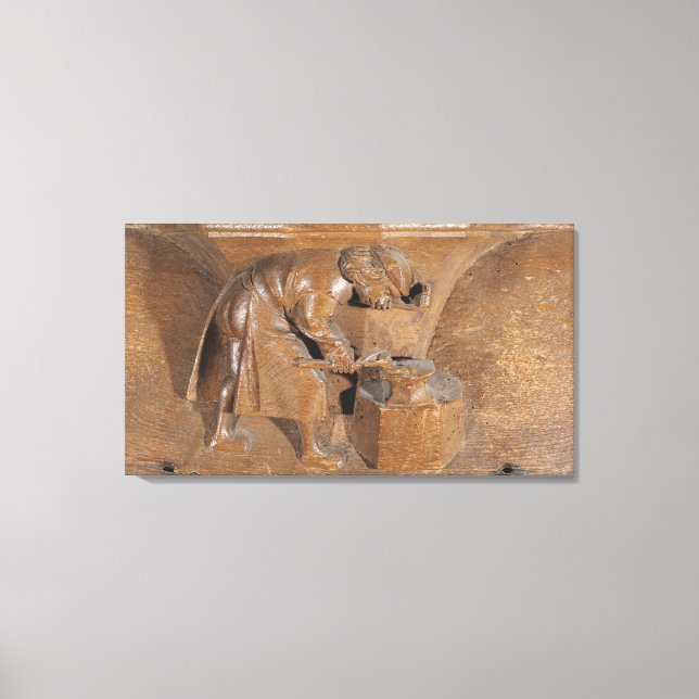 Carving depicting a coppersmith canvas print (Front)