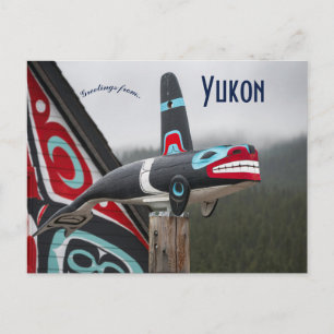 Carving of an Orca in Carcross Yukon Canada Postcard