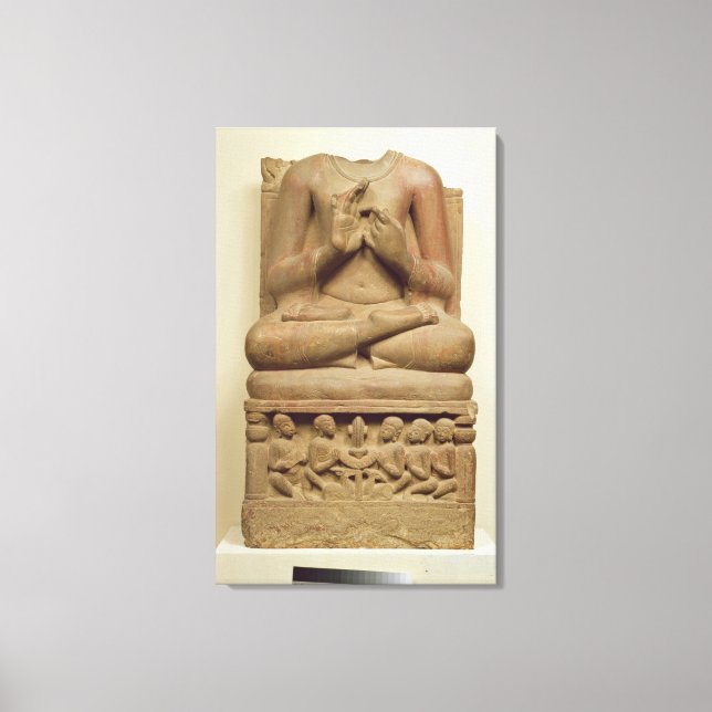 Carving of Buddha in the attitude of preaching a s Canvas Print (Front)