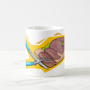 Carving Roast Beef with Fork and Knife Coffee Mug
