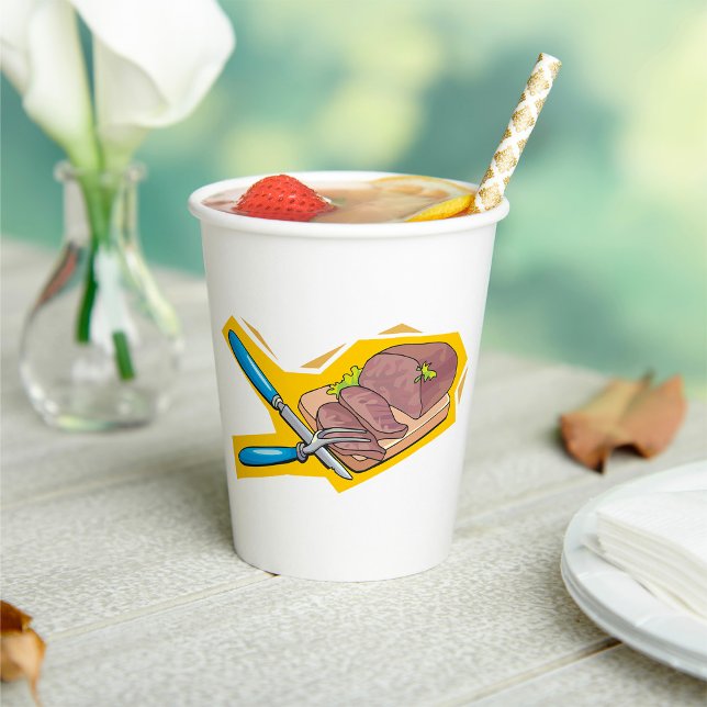 Carving Roast Beef with Fork and Knife Paper Cups (Creator Uploaded)