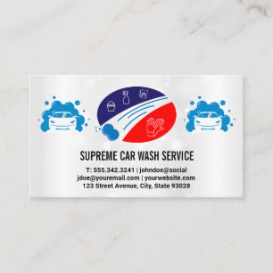 Carwash Bubbles Logo Car Cleaning Logo Business Card