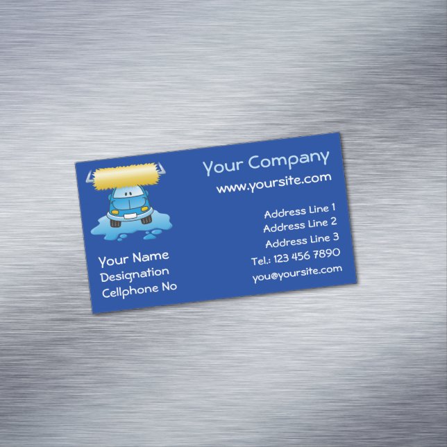Carwash Cartoon Business Card Magnet (In Situ)
