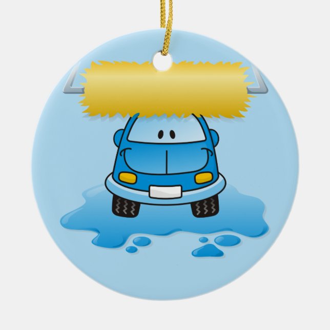 Carwash cartoon ceramic ornament (Front)