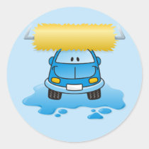 Carwash cartoon classic round sticker