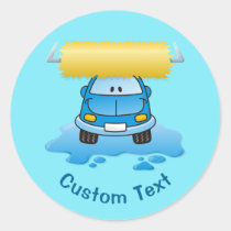 Carwash cartoon classic round sticker