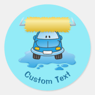Carwash cartoon classic round sticker