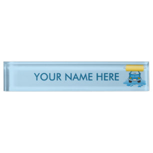Carwash cartoon desk name plate